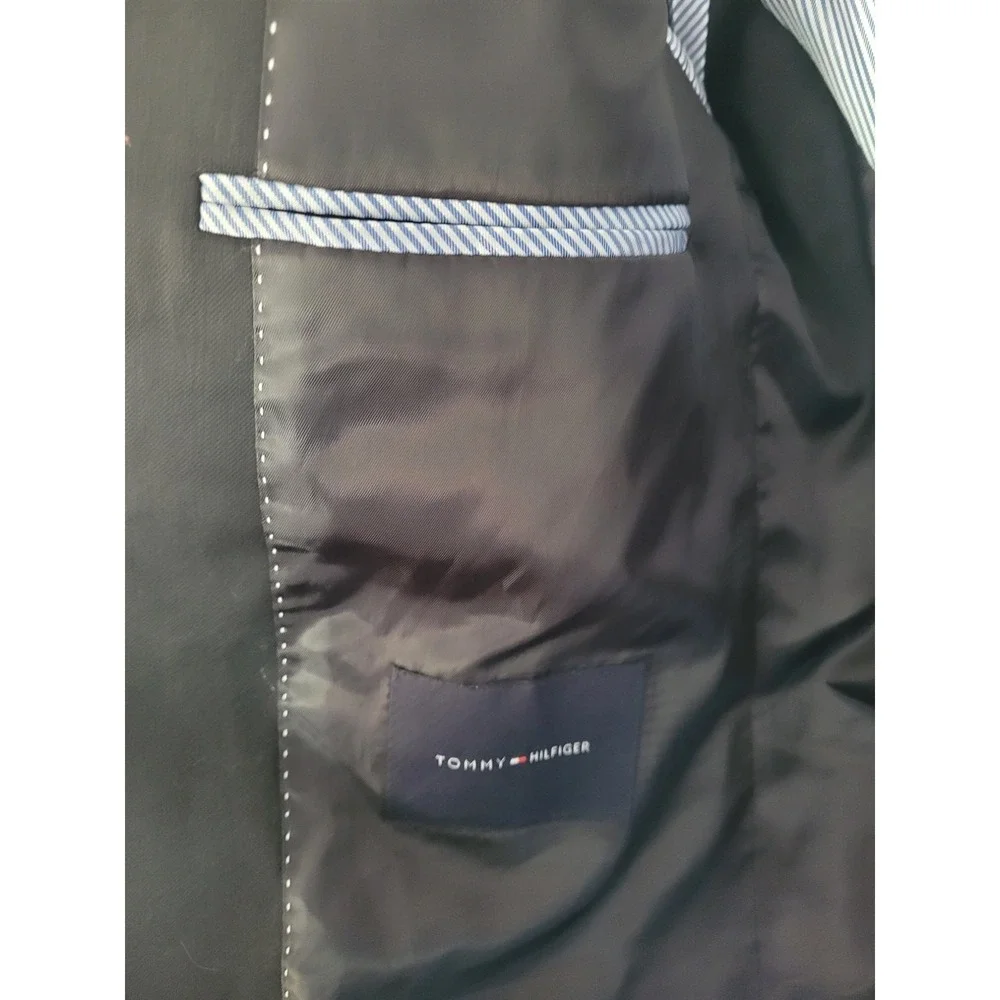 Tommy Hilfiger Mens 100% Soft Wool Suit‎ Jacket Blazer Black RN 47338 38R #11